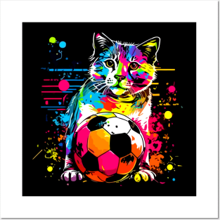 Soccer Cat - Soccer Futball Football - Graphiti Art Graphic Paint Posters and Art